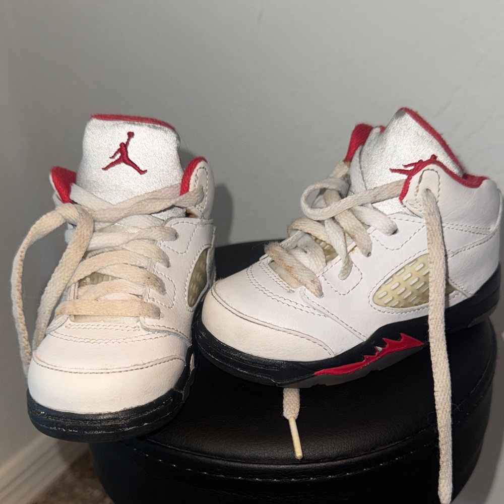 Jordan Kids White and Red Sneakers